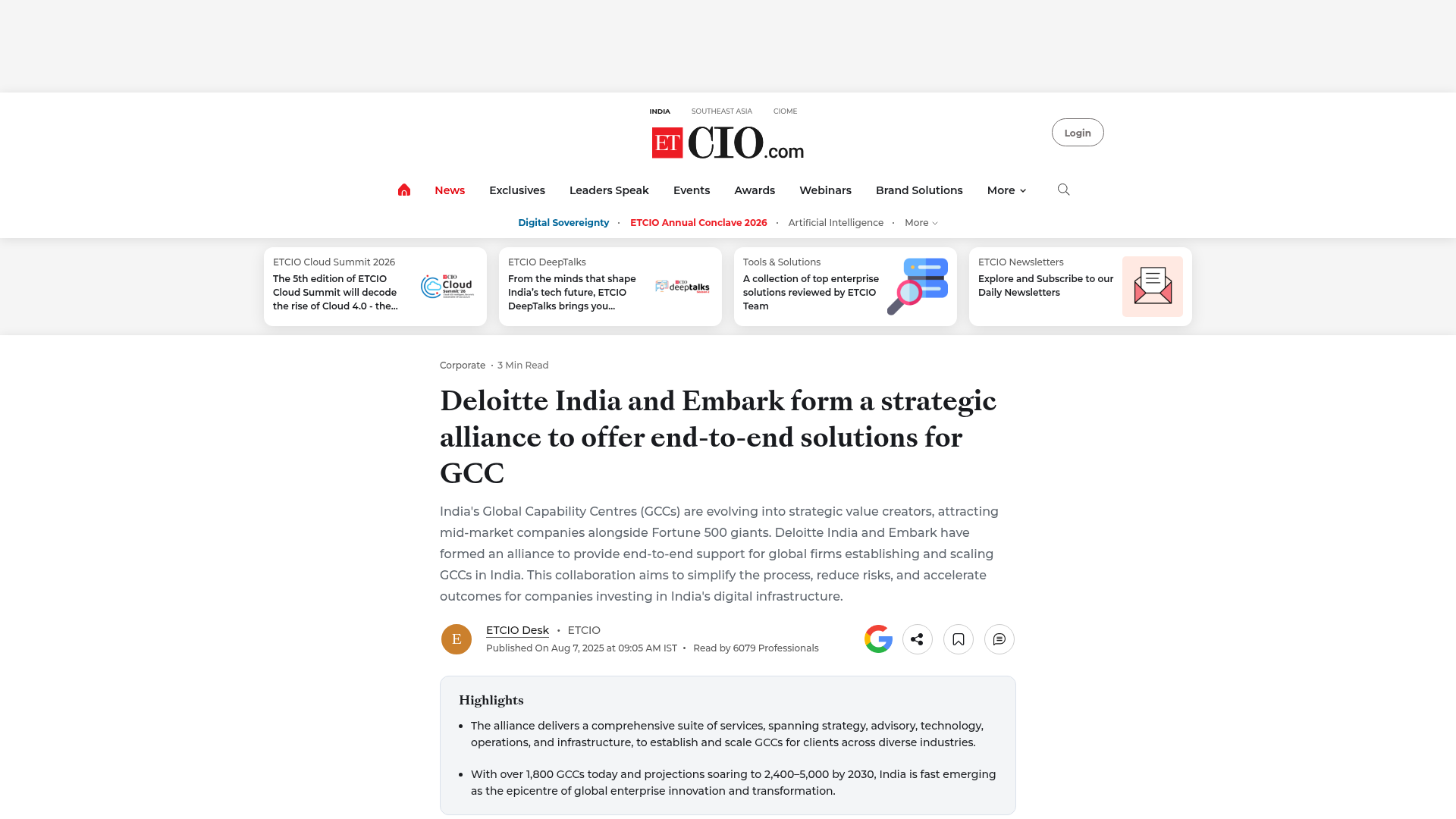 Deloitte India and Embark Form a Strategic Alliance to Offer End-to-End Solutions for GCC